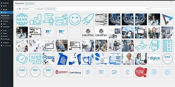 Wordpress Mediathek Übersicht