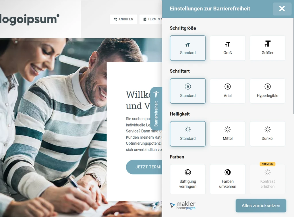 System 18 System - Barrierefreiheit Panel